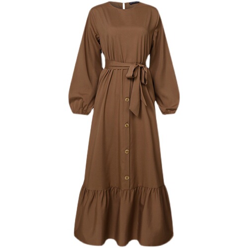 ((4 Color Qi))) New national style Spring and Autumn literary temperament women's dress pullover round neck large swing jumpsuit long dress