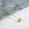 Brand necklace, golden chain for key bag , pendant stainless steel, accessory, 24 carat white gold
