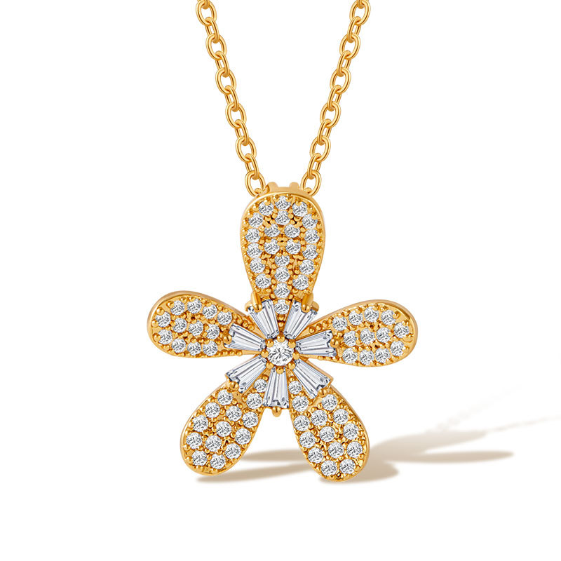 8g Weight 18K Gold Plated Plating Material Copper Pendant Material Zircon Inlay Material Pendant Necklace Classification Copper Chain Material cable chain Chain Type 1 Piece Quantity Daily Occasion Copper Material Heart Shape, Flower, Bow Knot Pattern Women's Gender Inlay Design Sweet Style Copper 18K Gold Plated Inlay Heart Shape Flower Bow Knot Zircon Pendant Necklace 9