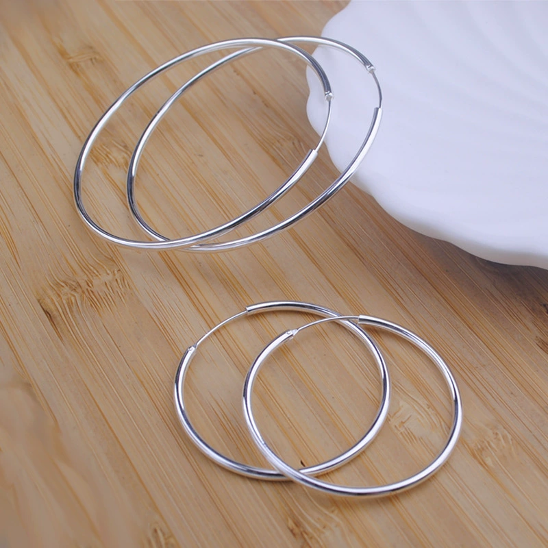 Glossy hoop earrings, accessory, silver 925 sample