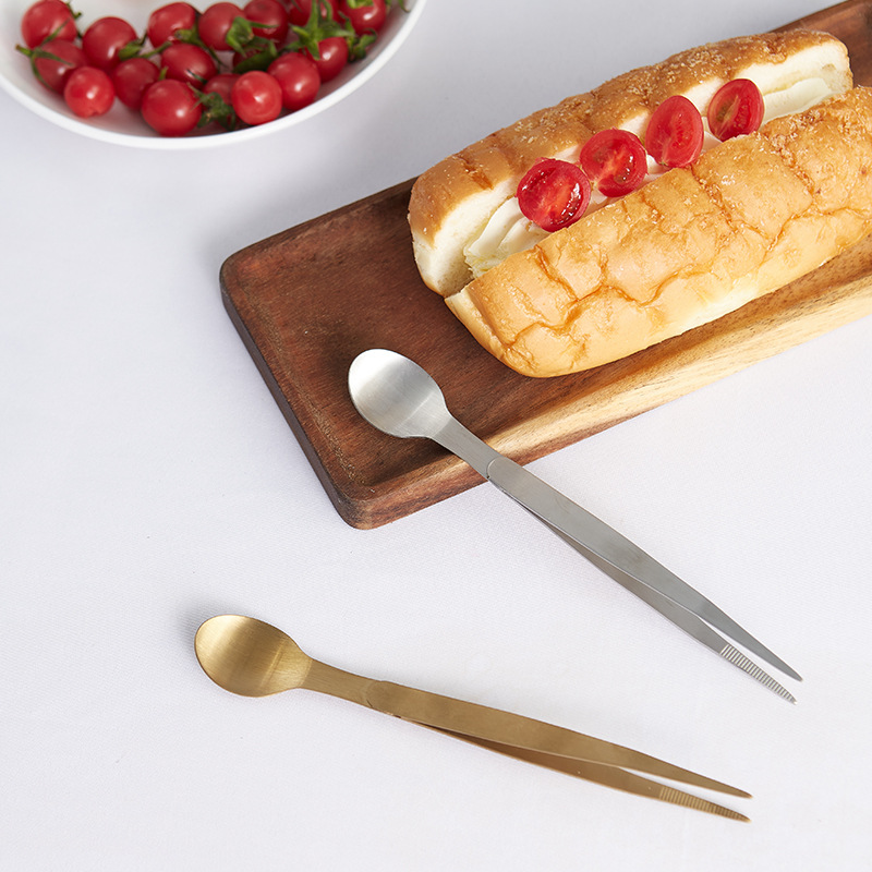 Sabor palillos de acero inoxidable sabor degustación palillos cuchara Pinzas utensilios de cocina integrados Chef del hotel platos de doble uso cuchara de sabor