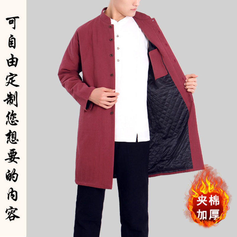中国风唐装男装棉袄冬季夹棉加厚中长款棉衣棉裤套装复古中式茶服