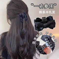 抖音爆款赫本风黑色双面蝴蝶结抓夹女小号高级感盘发夹鲨鱼夹头饰