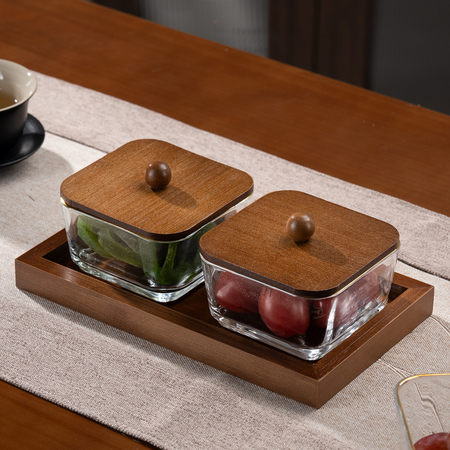 bandeja de madera china bandeja de frutas secas bandeja de refrigerio de la tarde de alta calidad bandeja de frutas bandeja de frutas bandeja de madera de alto valor bandeja de refrigerio image 5