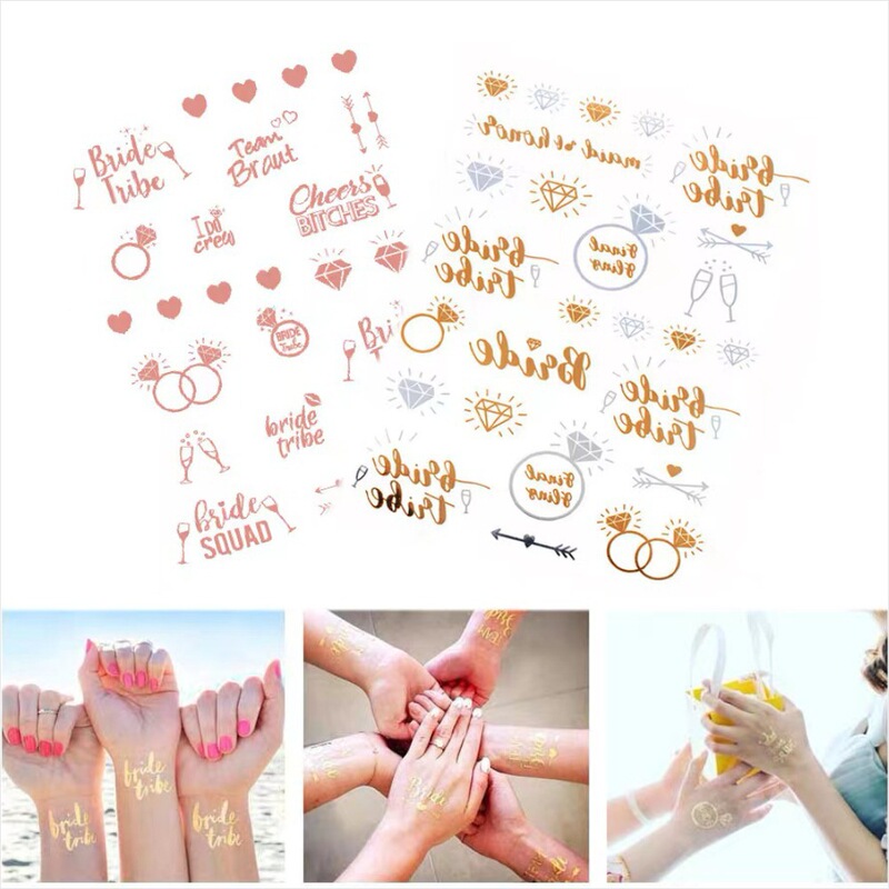 New gilding silver tattoo bridal bachelor party European and American wedding Rose Gold team bride to be