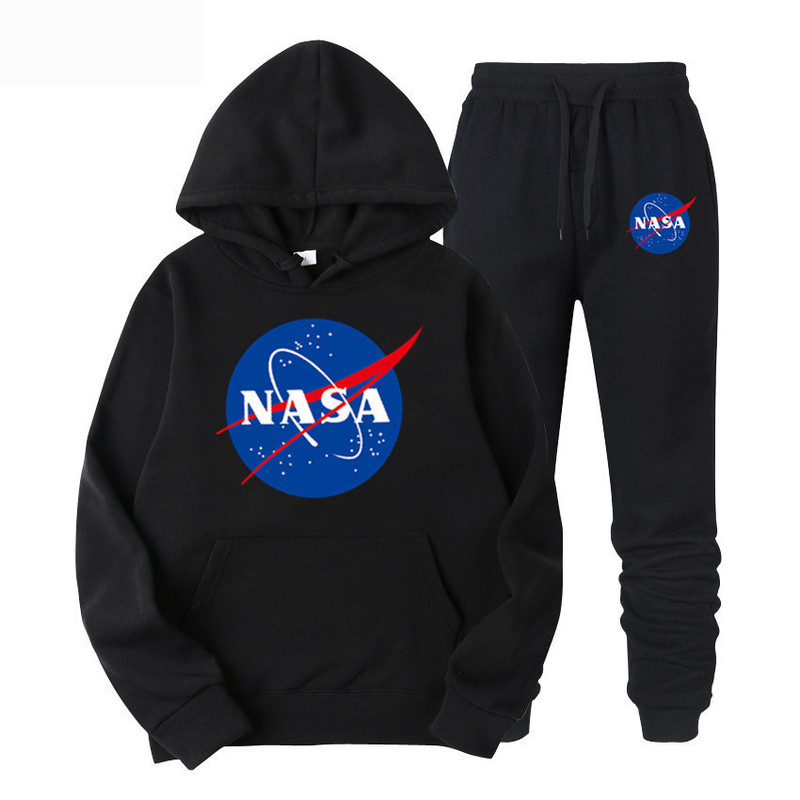 Cross-border new fashion brand AliExpress NASA series men's sweater pullover casual hooded sports sweater suit men