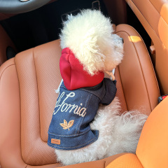 在庫あり、国境を越えて人気のペット用子犬・猫服、工場直販、春と秋のカリフォルニアデニムジャケット、二足歩行服