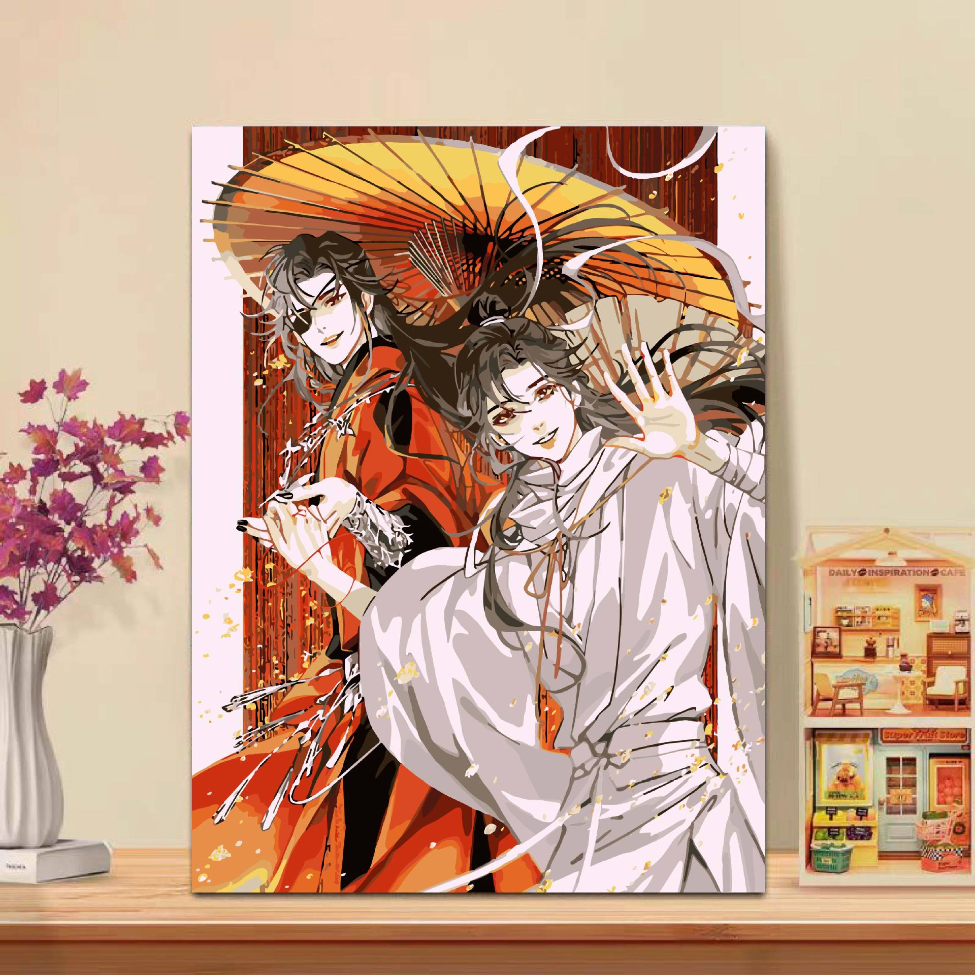 Pintura al óleo digital de alto nivel del gobierno celestial bendijo a Junwu diy aburrido dibujo a mano acrílico pintado a mano pintura colgante de descompresión