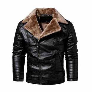 Cross-Border Foreign Trade Amazon Winter Fleece-Lined Pu Men's Leather Jacket Men's European and American Large Size Fur Integrated Men's Leather Jacket