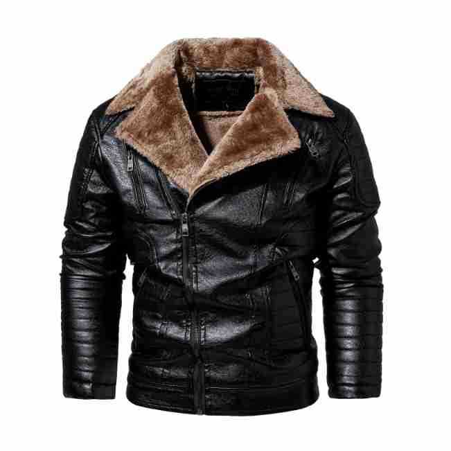 Cross-Border Foreign Trade Amazon Winter Fleece-Lined Pu Men's Leather Jacket Men's European and American Large Size Fur Integrated Men's Leather Jacket