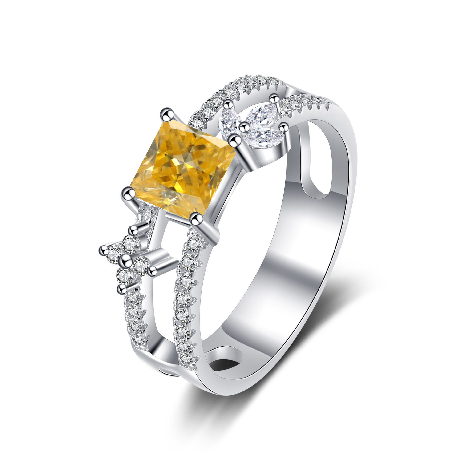 925 anillo de plata esterlina mujer nueva princesa de moda europea y americana Fang cuatro garras anillo de piedra de moissan plata fábrica en vivo