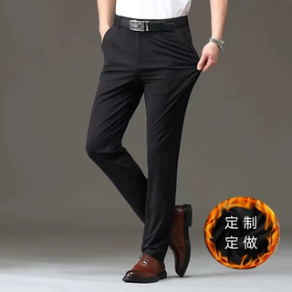 黑色西裤男直筒西装裤加绒加厚男士商务免烫弹力正装裤子加工定制