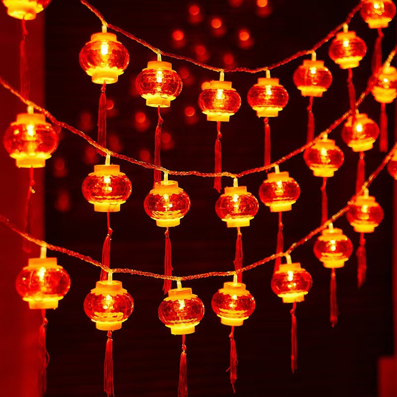 Día de Año Nuevo de primavera linterna roja lámpara decorativa luz de atmósfera solar lámpara colgante al aire libre lámpara decorativa de habitación LED lámpara de color