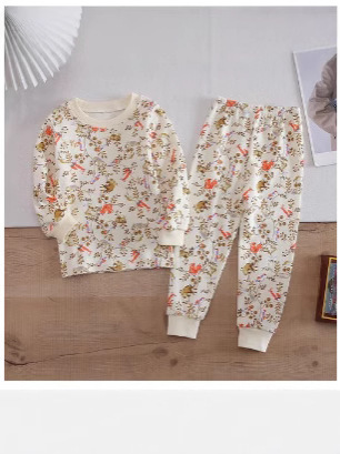 Pajamas 2025 Autumn Pure Cotton Long-Sleeve Long-Pants for Young Children Cartoon Anime Home Set Baby Home Casual