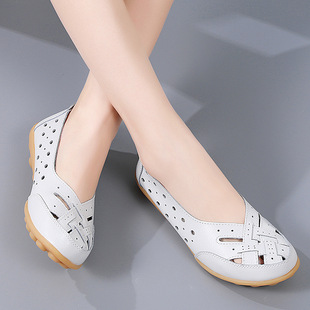 35-46 Large Size Bird's Nest Summer Women's Shoes Hollow Loafers Tbottomon Bottom Beanie Women's Shoes Middle-Aged and Elderly Mom's Shoes