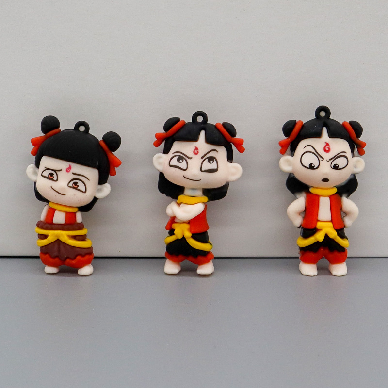クリエイティブ Nezha 2 魔法の子海キーホルダーソフトラバードール映画周辺装飾品バッグペンダント考古学ブラインドボックス|undefined