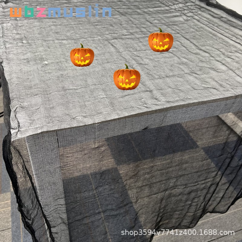 Halloween tul hilo de sangre teñido de algodón de poliéster fantasma Festival decoración escena fantasma Festival mantel horror casa DIY paño decorativo