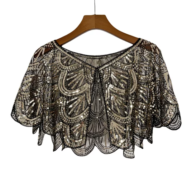 All-Match Lace Thin Beaded Shawl Mesh Sequins Short Dress Waistle Poncho Small Cardigan Decorative Exterior
