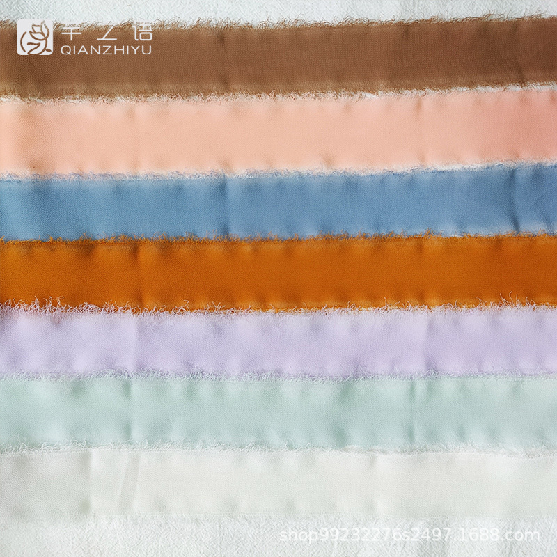 毛邊絲帶3.8cm×1.6碼×5條裝(1.5"×1.6Y×5R)手捧綁帶婚禮鮮花