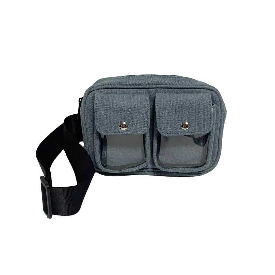 Denim one-shoulder bag