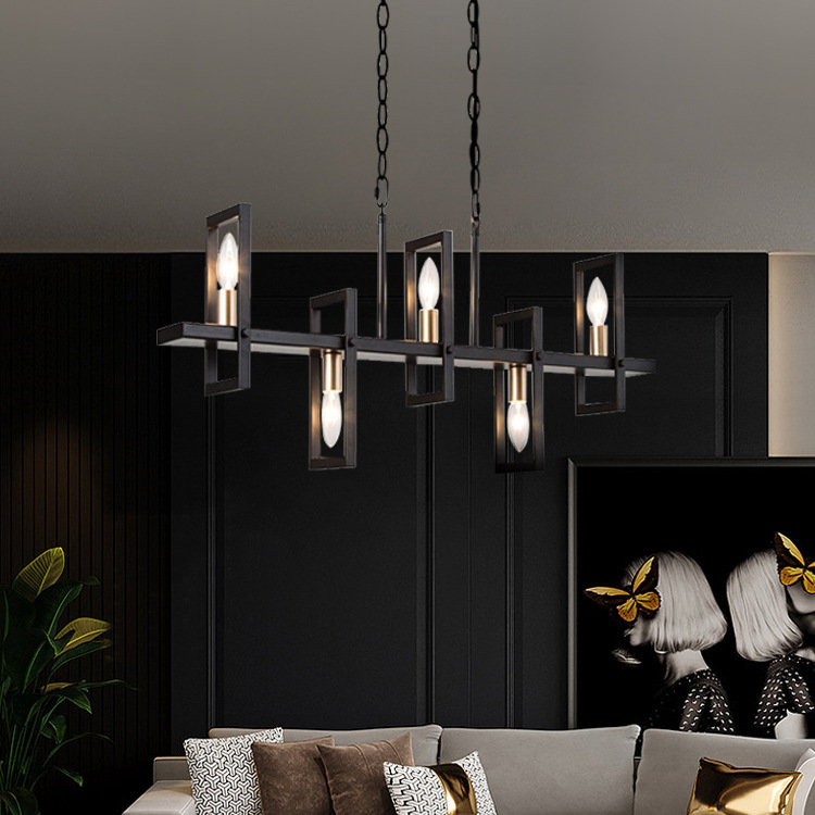 Lámparas Zhongshan Lámparas de hierro forjado retro transfronterizas Lámparas de bar de comedor y sala de estar modernas y sencillas