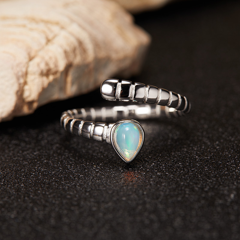 3g Weight Open Rings Classification Adjustable Ring Size 1 Piece Quantity Daily, Street Occasion 925 Sterling Silver, natural stone, Crystal Material Geometric Pattern All Seasons Season Women's Gender Simple Style, Classic Style Style 925 Sterling Silver Natural Stone Crystal Geometric Open Rings 7