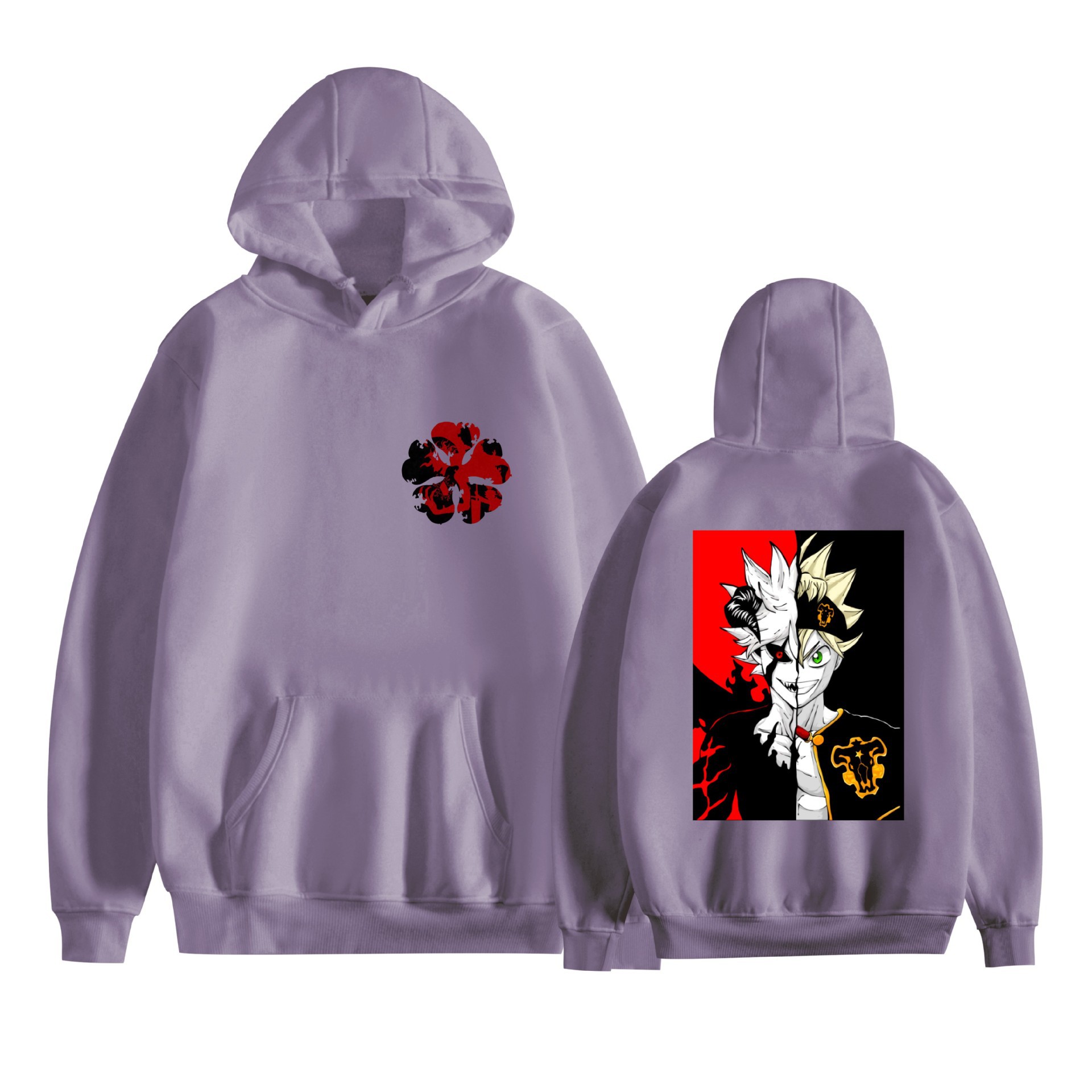 Trébol de cuatro hojas negro nuevo transfronterizo Black Clover animación periféricos hombres y mujeres suéter con capucha suelto casual