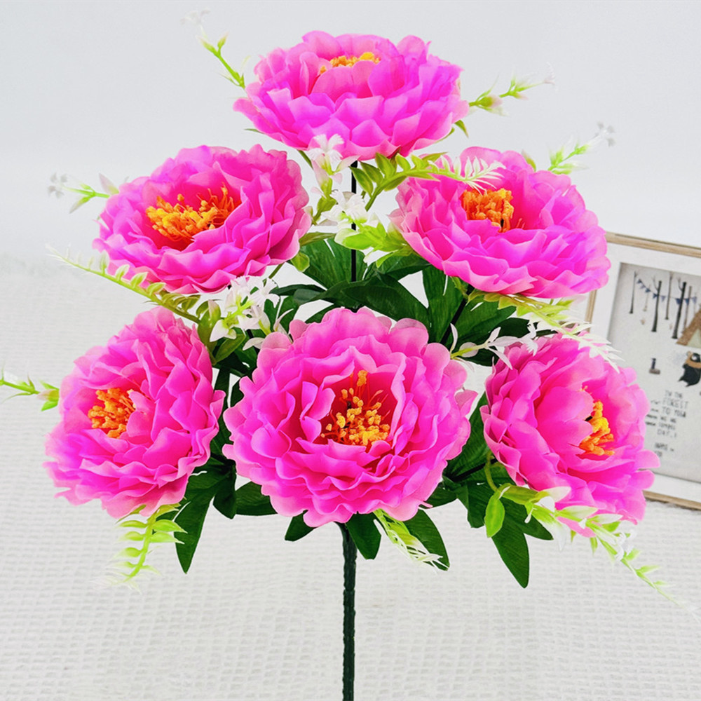 Peonía de imitación de flores 6 auspiciosas flores de peonía decoración de sala de estar flores interiores y exteriores flores de decoración de alta calidad