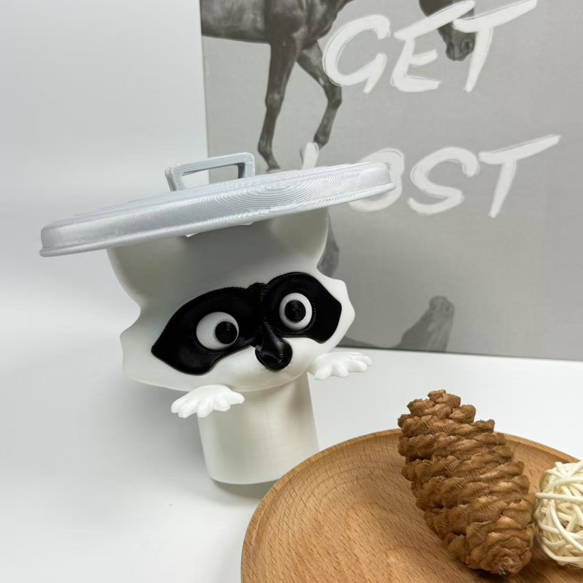 Portalápices de mapache creativo, caja de tejidos con diseño de ladrón