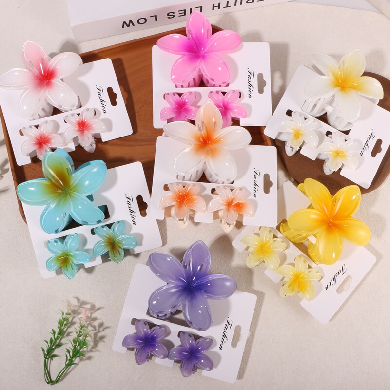 Cross-Border Hot-Selling Plumeria Hairpin Set, Holiday Style Flower Hairpin, Versatile Shark Clip Headwear for the Back of the Head, Wholesale