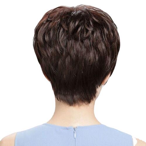 Wig, short hair, full headgear, realistic full wig, middle-aged and elderly short curly hair, fluffy high temperature wire, factory direct sale
