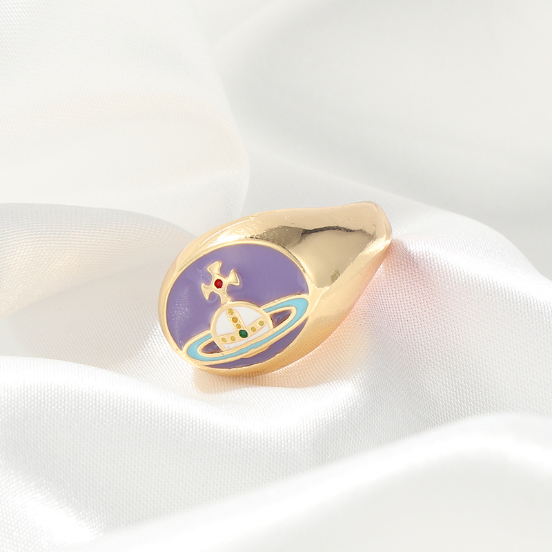 Basic Heart Shape Copper Enamel Open Ring 1 Piece