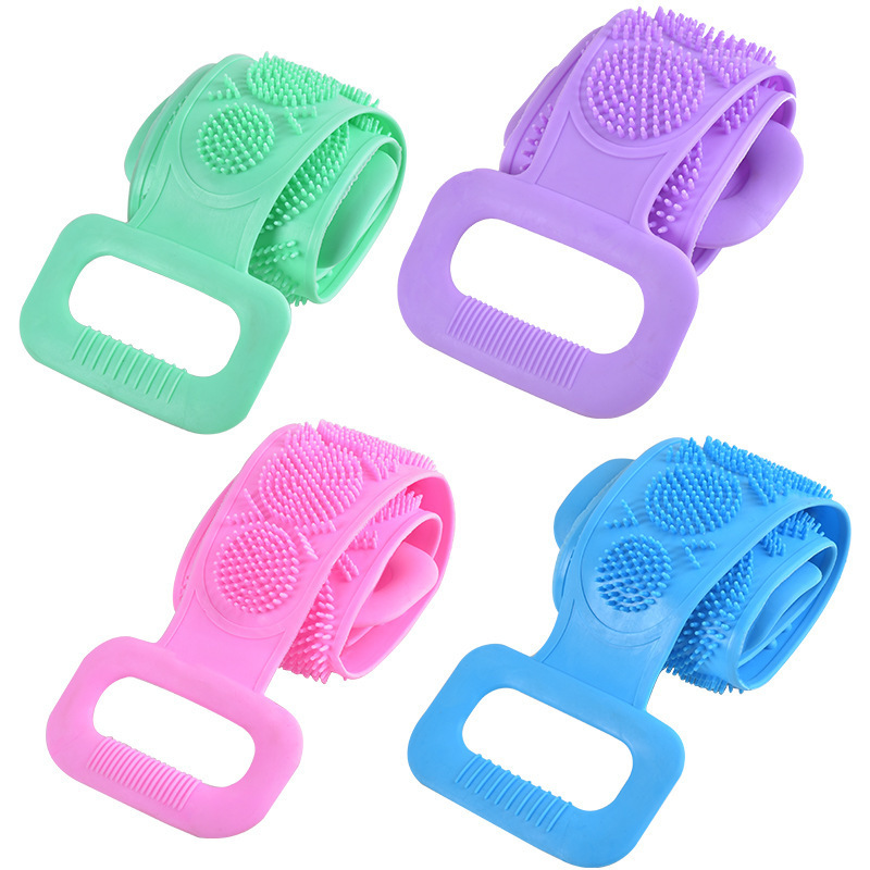 Long Thick Double-Sided Silicone Bath Towel, Back Scrubber, Bath Brush, Cleaning Bath Towel, Extended and Thickened
