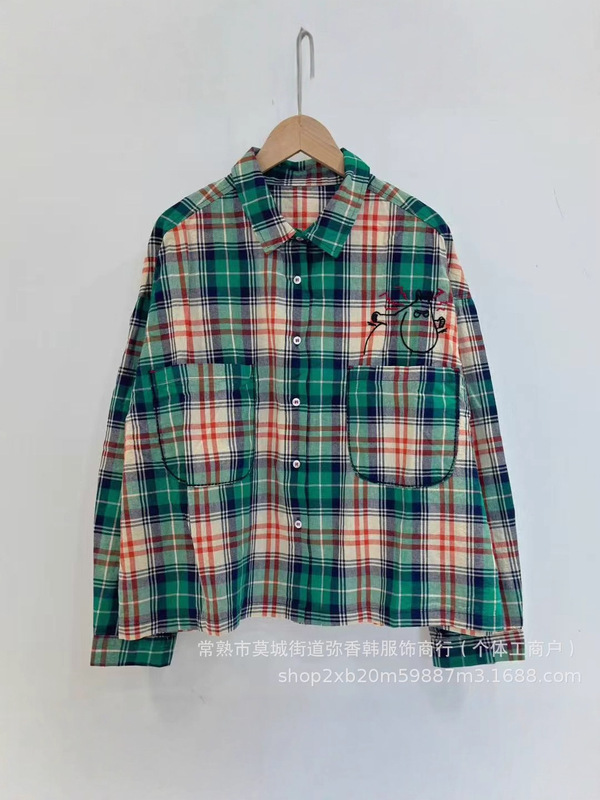 文艺小清新卡通刺绣棉衬衫长袖宽松百搭|undefined