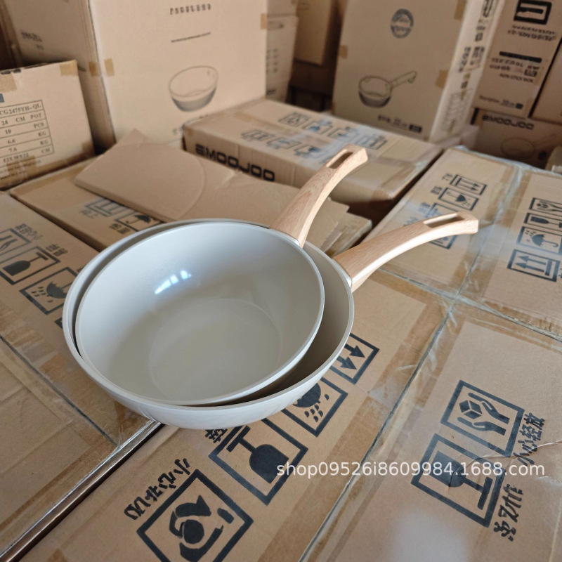 钛陶瓷不粘锅无氟轻量炒锅家用不沾钛锅平底炒菜锅燃气电磁炉专用|undefined