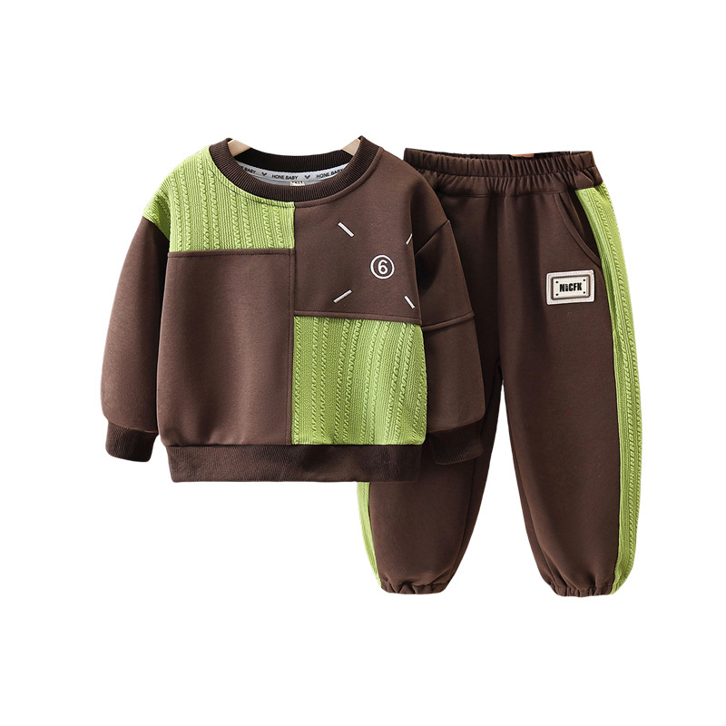 6320 Traje de otoño para niños 2025 Nuevo estilo Traje de dos piezas de suéter para niños de primavera y otoño para bebés