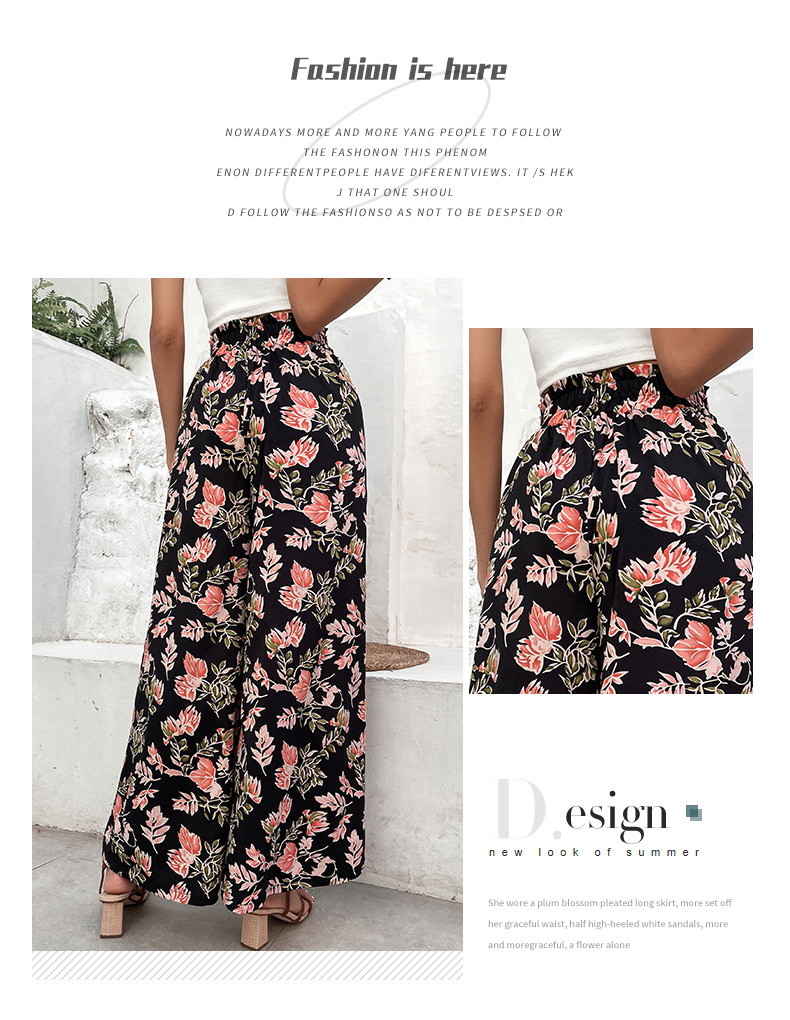 Black Printed Large Flare Wide Leg Pants_voghion.com