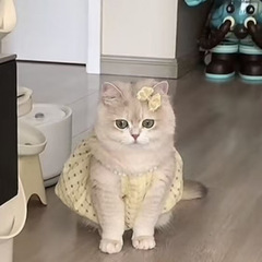 猫の夏服、小さなスカート、抜け毛防止、かわいいインズゴールドグラデーションラグドール猫ブリティッシュショート夏サスペンダースカート