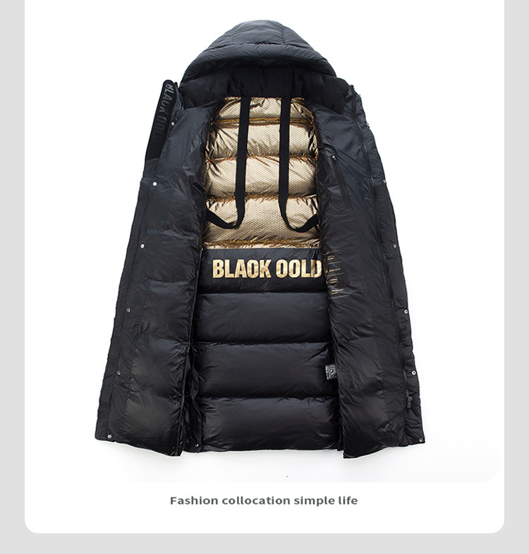 Herrkläder Svart och guld Rock jacka herr lång kappa vinter förtjockade arbetskläder utanför säsongen äkta märke luva varm_voghion.com