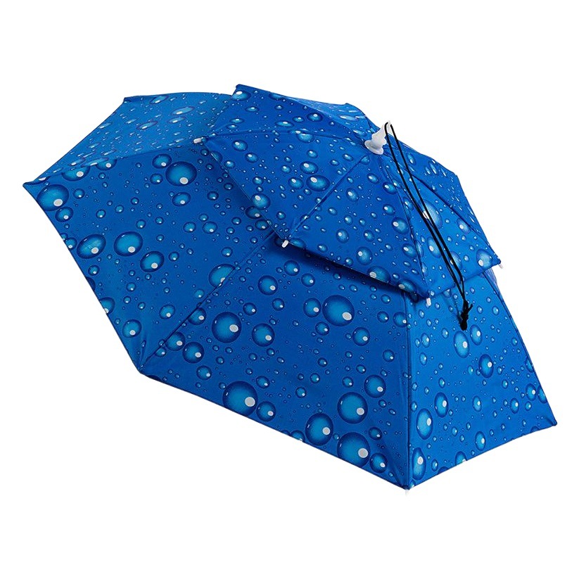 Pesca paraguas tapa doble-capa cabeza paraguas sombrero paraguas cabeza al aire libre protección solar sombrilla al aire libre grande plegable paraguas tapa