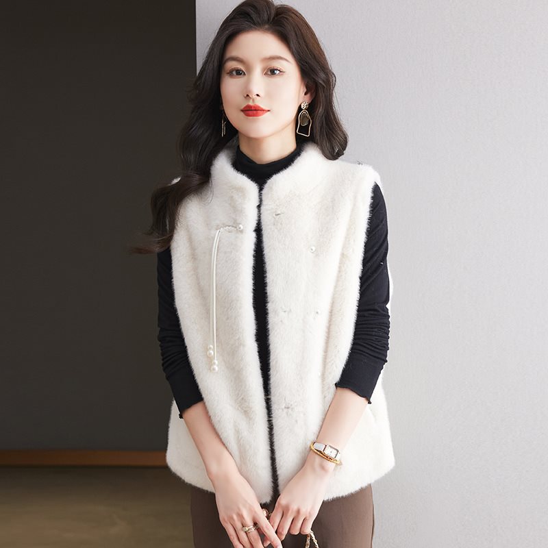 Imitation Mink Velvet Vest Coat Women's 2024 Autumn and Winter Thickened Waistcoat Cardigan Fashionable Vest Vest for Women