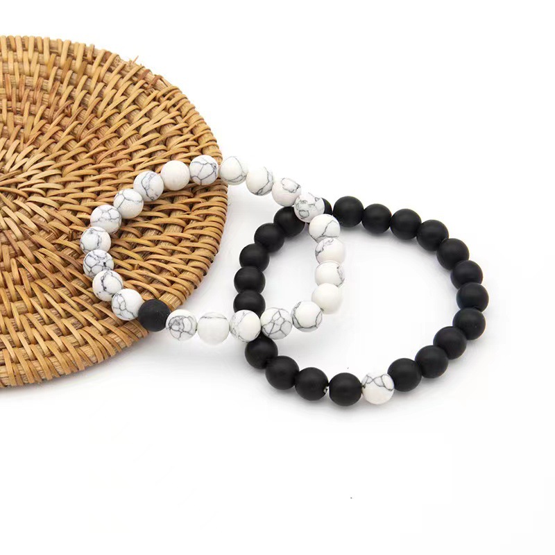 2019 pulsera transfronteriza fábrica al por mayor gema esmerilado pulsera de dos piezas pulsera de cuentas traje europeo y americano