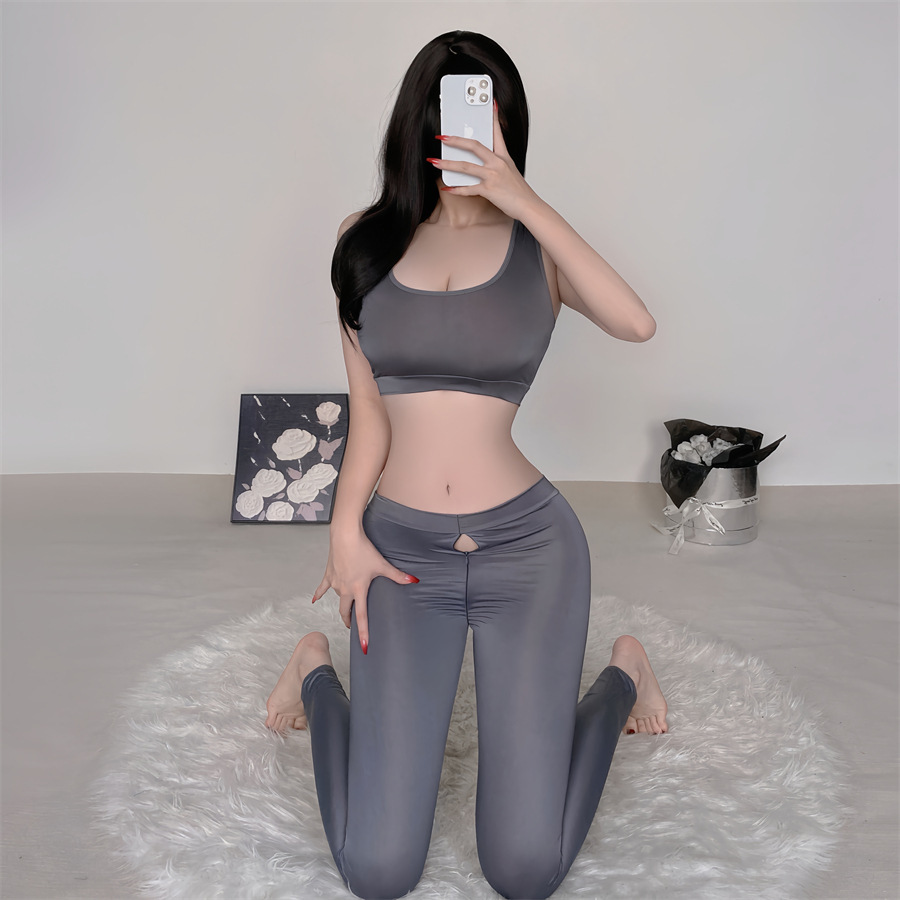 Ropa interior atractiva de las mujeres dormir yoga pantalones traje uniforme sexy cremallera abierta agua muerta NY juguetes sexuales entrega