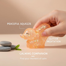 创意卡通慢回弹解压发泄玩具成人儿童萌萌金粉小象麦芽糖捏捏乐