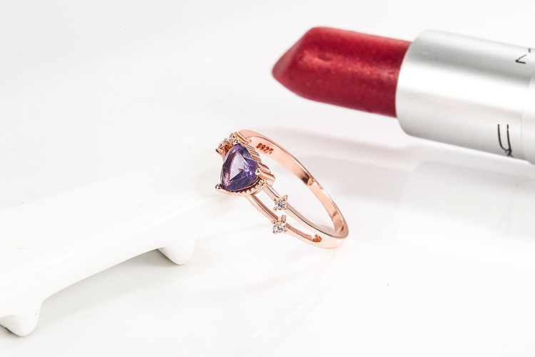 Fashion Heart Shape Copper Plating Inlay Zircon Rings 1 Piece