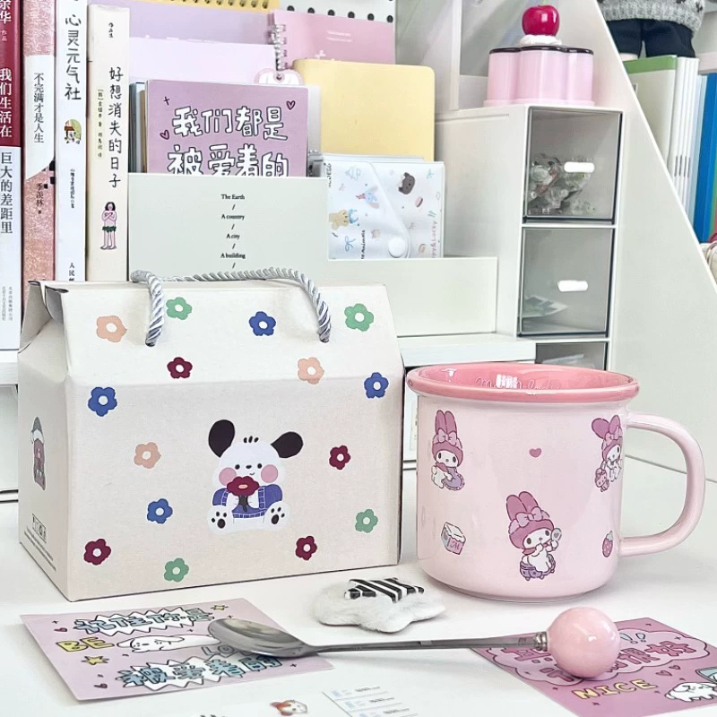 Керамическая кружка Sanrio для воды для девочек с привлекательным внешним видом и симпатичная детская кружка для дома, чашка для кофе и молока, подарок на день рождения
