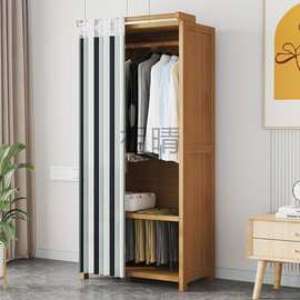 祖晴衣柜卧室家用简易组装出租房经济型布艺多层柜子结实耐用竹挂