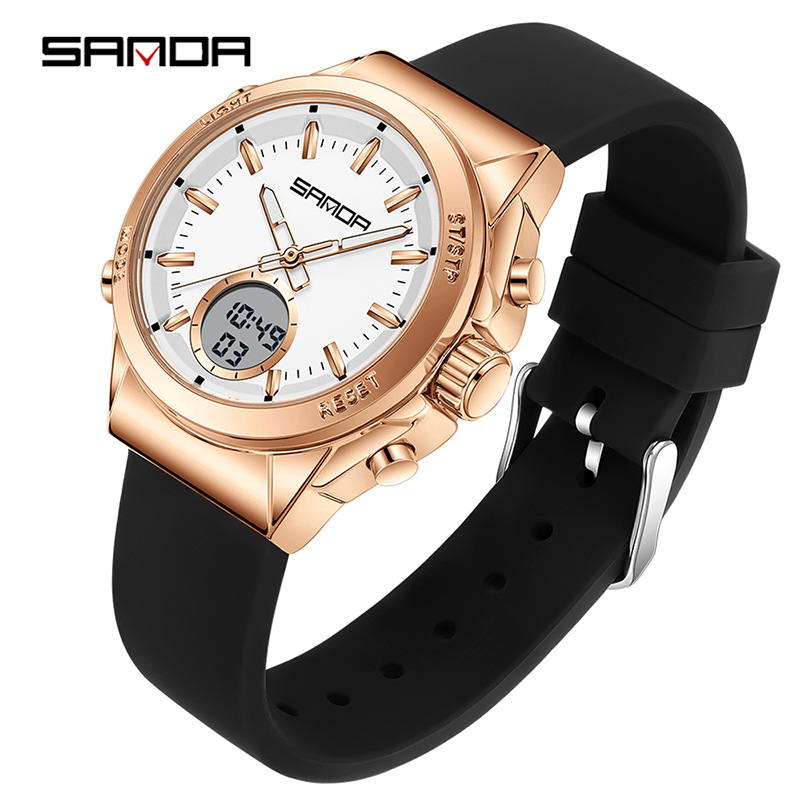 SANDA SANDA reloj electrónico multifuncional doble pantalla reloj deportivo reloj despertador cronógrafo de escuela secundaria relojes de estudiantes masculinos y femeninos