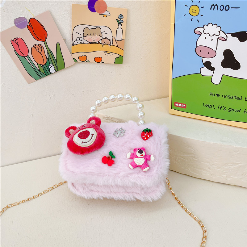 Bolso rojo de año nuevo para niña 2023 bolso para niña bolso de mano de princesa bolso de mensajero para niños bolso de felpa de dibujos animados