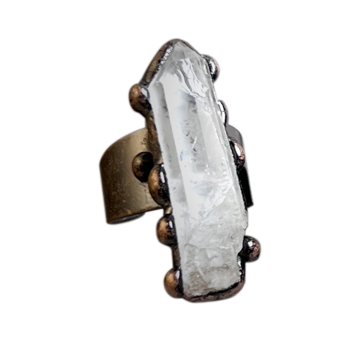 Unisex Gender Unisex White Crystal Copper Healing Geometric Open Rings Healing Crystals Jewelry